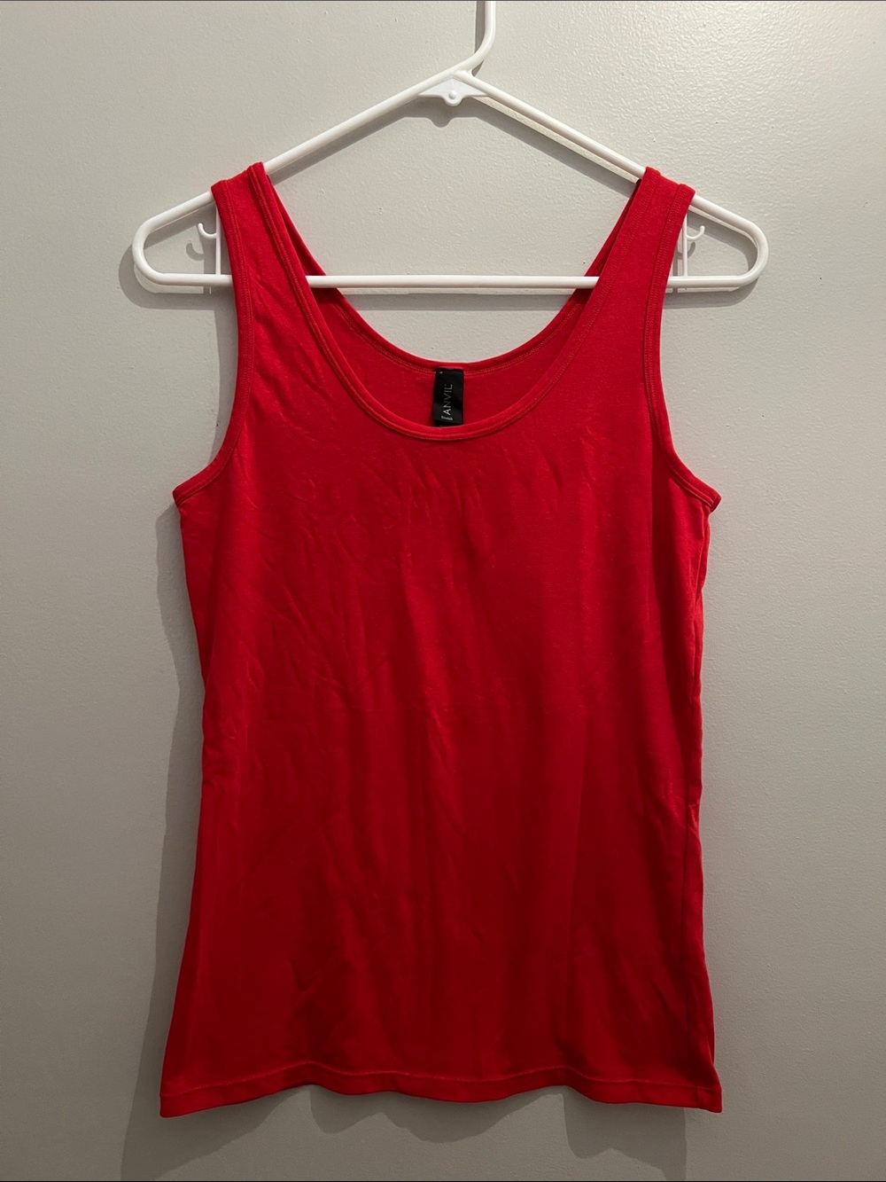 Anvil Red Scoop Neck Tank Top Size Medium